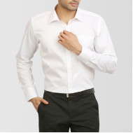White Solid Regular Fit Formal Shirt